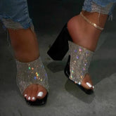 Stylish Glamorous Rhinestone Strap Heels Oshnow